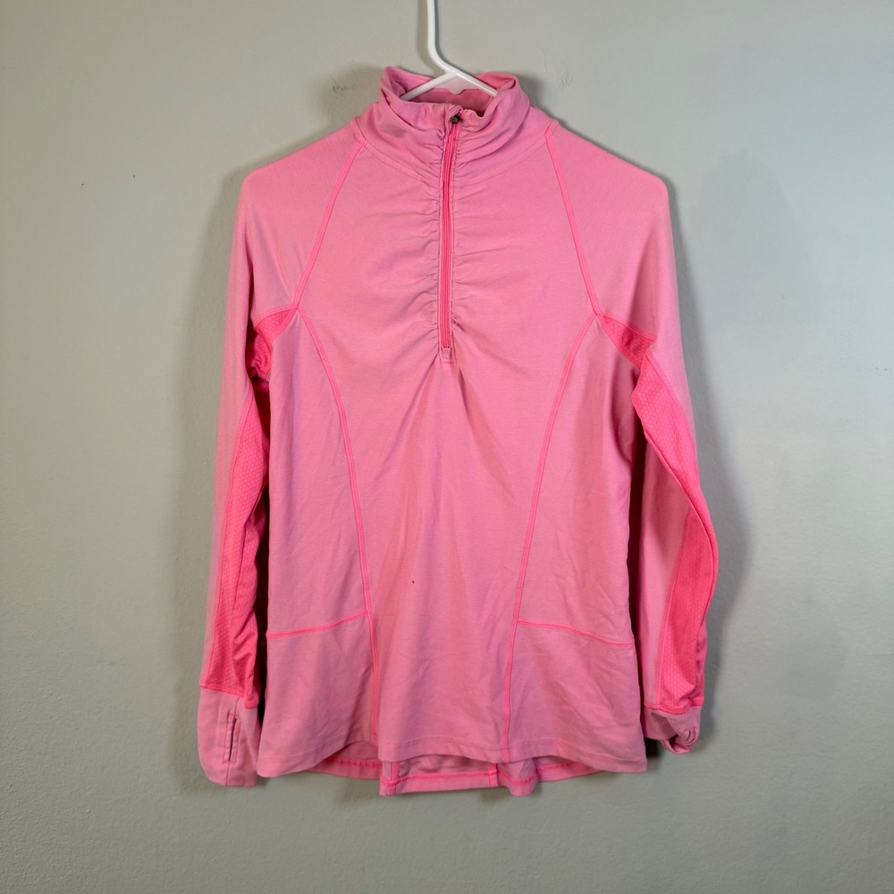 Champion Pink Athletic Quarter Zip Mock Neck Thumbhole Long Sleeve Top‎ Womens